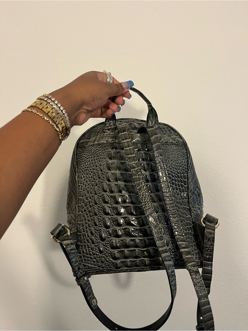 Croc-Embossed Mini Backpack - Black - Picture 4 of 6